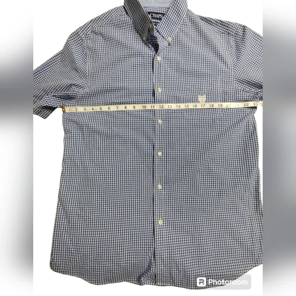 NWOT Chaps Easy Care Blue Gingham Short sleeve button down Size Large - Picture 4 of 5